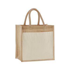 Cotton Pocket Natural Starched Jute Midi Tote